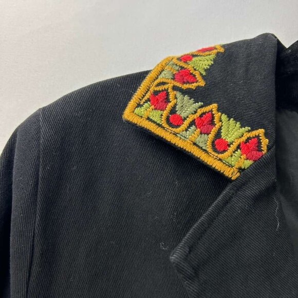 WE Women's S Fashion Black Floral Embroidered Blazer Jacket Boho Folk Tailored - Picture 13 of 15